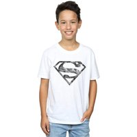 DC Comics Boy's Superman Marble Logo T-Shirt in White | Size: 9 Years