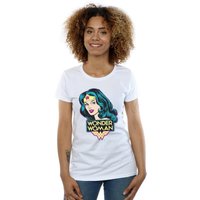 DC Comics Women's Wonder Woman Head Cotton T-Shirt in White | Size: Medium