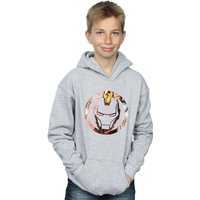 Marvel Boy's Iron Man Montage Symbol Hoodie in Grey | Size: 5-6 Years