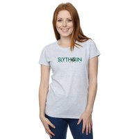 Harry Potter Women's Slytherin Text Cotton T-Shirt in Grey | Size: Medium