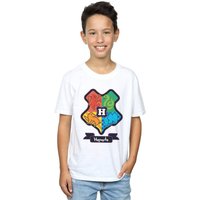 Harry Potter Boy's Hogwarts Crest T-Shirt in White | Size: 9 Years