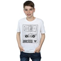 Disney Boy's Cars Lightning McQueen Blueprint T-Shirt in White | Size: 9 Years