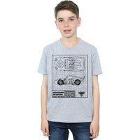 Disney Boy's Cars Lightning McQueen Blueprint T-Shirt in Grey | Size: 9 Years