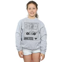 Disney Girl's Cars Lightning McQueen Blueprint Sweatshirt in Grey | Size: 9 Years