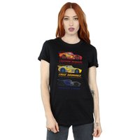 Disney Women's Cars Racer Profile Cotton Boyfriend T-Shirt in Black | Size: 3XL