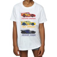 Cars Girl's Racer Profile Cotton T-Shirt in White | Size: 5-6 Years