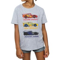 Cars Girl's Racer Profile Cotton T-Shirt in Grey | Size: 9 Years