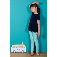 Lily & Me Girl's Stripe Super Soft Durable Classic Leggings in Green | Size: 5-6 Years