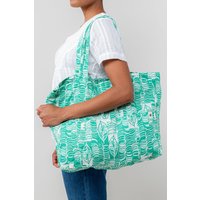 Lily & Me Women's Birch Linen Printed Inner Tote Bag with Sturdy Shoulder Straps in Green