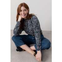 & Bayberry Printed Viscose Batwing Top High neck Mid