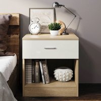 Comfy Living Ltd Modern High Gloss One Drawer Bedside Table in Light Oak