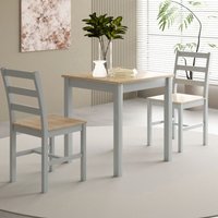 Comfy Living Ltd 3 Piece Wooden Dining Set Grey With Natural Tabletop