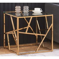 Comfy Living Ltd Metal & Glass Square End Or Side Table in Gold | Size: 1 Pack