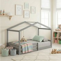 Comfy Living Ltd 3ft Wooden House Bed in Grey | Size: Single