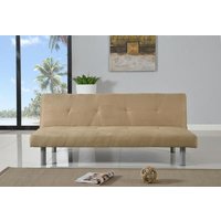 Comfy Living Ltd Faux Suede 3 Seater Fabric Sofa Bed in Brown