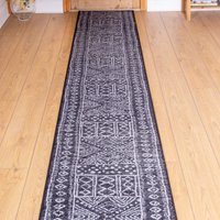 runrug Hallway Carpet Runner Rug - Soft & Comfy, 9mm - Afrikans in Black | Size: 70 cm x 150 cm
