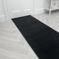runrug Hallway Carpet Runner Rug - Soft & Comfy, 9mm - 'Plain' in Black | Size: 70 cm x 390 cm