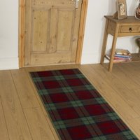 runrug Hallway Carpet Runner Rug - Soft & Comfy, 9mm - 'Tartan' in Red | Size: 70 cm x 390 cm