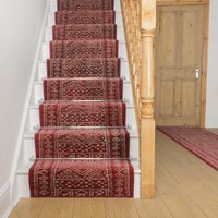 runrug Stair Runner Carpet for Staircases - Soft & Comfy, 9mm - 'Afrikans' in Red | Size: 80 cm x 480 cm
