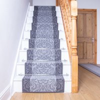 runrug Stair Runner Carpet for Staircases - Soft & Comfy, 9mm - 'Baroque' in Light Grey | Size: 60 cm x 660 cm