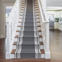 runrug Grey Key Stair Carpet Runner | Size: 70 cm x 480 cm