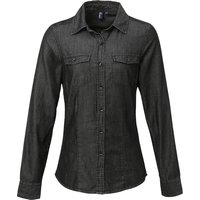 Premier Women's Jeans Stitch Long Sleeve Denim Shirt in True Black | Size: 3XL