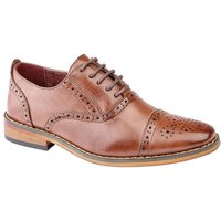 Goor Men's Capped Lace Oxford Brogue Shoes in Brown | Size: 3