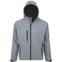 SOL'S Men's Replay Hooded Soft Shell Jacket (Breathable, Windproof & Water Resistant) in Grey | Size: Large