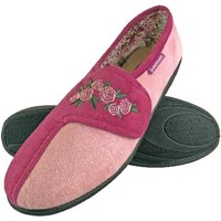 Dunlop Women's Adjustable Wide Fit Floral Slippers in Pink | Size: 5