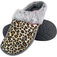 Dunlop Women's Cosy Memory Foam Open Back Knitted Slippers in Beige | Size: 7