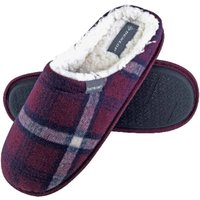Plush Fleece Lined Slip On Mule Checked Plaid Slippers