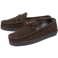 Dunlop Men's Real Suede Leather Fleece Lined Slippers in Brown | Size: 12