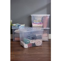 Wham Crystal 4 x 80L Stackable Plastic Storage Boxes with Lids in Clear