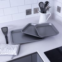 Baker & Salt Classic Non-Stick 3 Piece Oven Tray Set in Silver