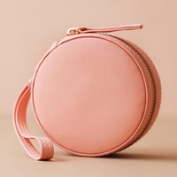 Lisa Angel Women's Pink Mini Round Travel Jewellery Case in Dark Pink