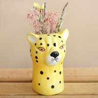 Lisa Angel Women's Ceramic Leopard Head Vase in Yellow