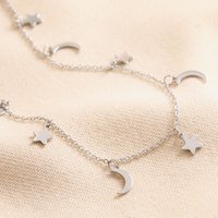Lisa Angel Women's Stainless Steel Star & Moon Charm Necklace in Silver