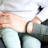 Black Leather Bracelet Matte Black Clasp