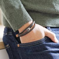 Leather Stainless Steel Infinity Charm Bracelet