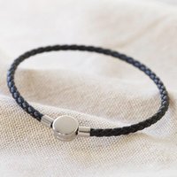 Braided Leather Bracelet Disc Clasp