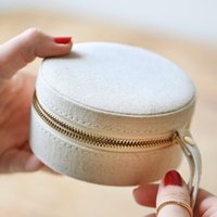 Lisa Angel Women's Natural Linen Round Jewellery Case