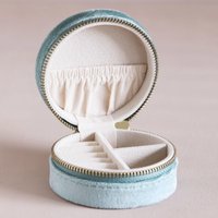 Lisa Angel Women's Mint Green Velvet Round Travel Jewellery Case