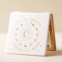 Lisa Angel Women's Metallic Gold Live by the Sun Compact Mirror in Off-White