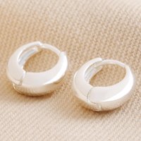 Lisa Angel Women's Wide Domed Silver Huggie Hoop Earrings