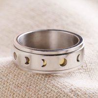 Stainless Steel Moon Phase Spinning Band Ring