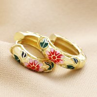 Cloisonné Gold Hoop Earrings
