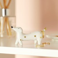 Lisa Angel Women's Sausage Dog Ceramic Ring Holder in White