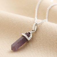 Lisa Angel Women's Amethyst Crystal Point Pendant Necklace in Silver
