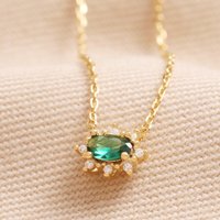 Lisa Angel Women's Green Crystal Gold Pendant Necklace