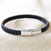 & Blue Woven Leather Bracelet
